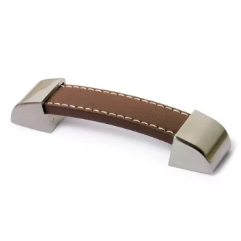   HETTICH 9113453 fogantyú Agliano 110/96 mm barna bőr nemesacél imitáció