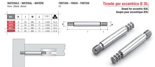 Rúd TE70 excenterhez EC35 M8x55mm cinkezett