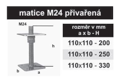 TK-oszloptalp 110x110 - 250mm anya