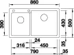 BLANCO 523064 Mosogató Pleon 9 tartufo InFino excenter nélkül silgránit PuraDur