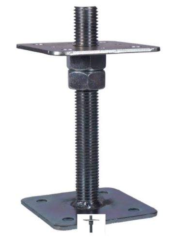 TK-oszloptalp 2 anyával lazán, 110x110 - M24x330, galvanikus cink
