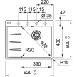 FRANKE Dřez CNG 611-62 TL/7 620 x 500 matná černá odkap vlevo