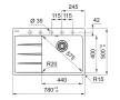 FRANKE Dřez CNG 611-78 TL/2 780 x 500 bílá led odkap vpravo