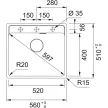 FRANKE Dřez MRG 610-52 RTL 560 x 510mm bílá led