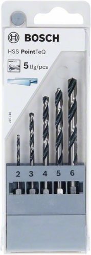 BOSCH 2607002824 5dílná sada spirálových vrtáků HSS PointTeQ Hex 2–6 mm
