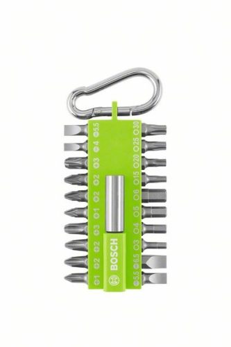 BOSCH 2607012002 Karabíneres csavarhúzó készlet (világoszöld), 21 db