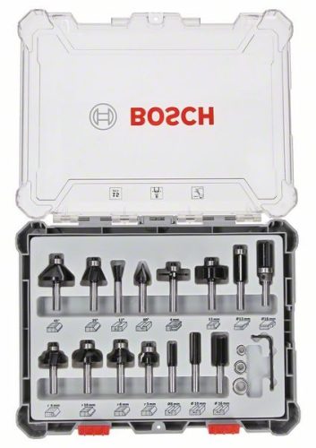 BOSCH 2607017472 15dílná sada fréz se stopkou pr. 8 mm