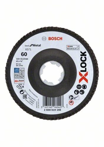 BOSCH 2608619198 Lamelový kotouč Best for Metal X571, lomený, pr. 115 mm, P60