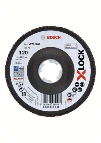 BOSCH 2608619200 Lamelový kotouč Best for Metal X571, lomený, pr. 115 mm, P120