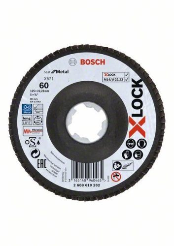 BOSCH 2608619202 Lamelový kotouč Best for Metal X571, lomený, pr. 125 mm, P60