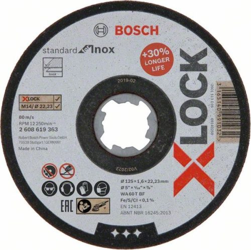 BOSCH 2608619363 X-LOCK řezný kotouč Standard for Inox 125 × 1,6 mm T41