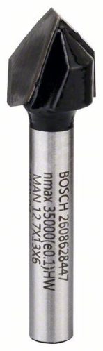 BOSCH 2608628447 Drážkovací fréza tvaru V/6 mm/D1 12,7 mm/L 12,7 mm/G 45 mm/90°