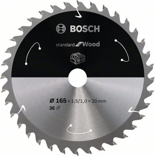 BOSCH 2608837686 Pilový kotouč Standard for Wood pro AKU pily 165×1,5×20mm, 36