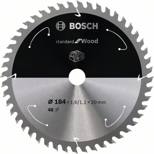 BOSCH 2608837703 Pilový kotouč Standard for Wood pro AKU pily 184×1,6×20mm, 48
