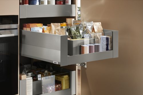 K-BLUM Merivobox E Boxcap 300 mm, 40 kg, Indium szürke, belső, üveg