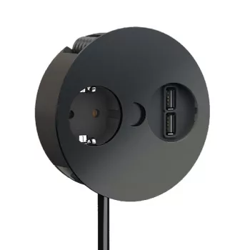   BACHMANN 931.131 Twist, 1x 230V + 1x USB- A/A, černá matná (RAL 9005), SCHUKO