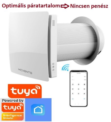 Hővisszanyerő szellőző ventilátor távirányítóval pára és penész ellen, HRV VT501 Tuya okos otthon kompatibilis